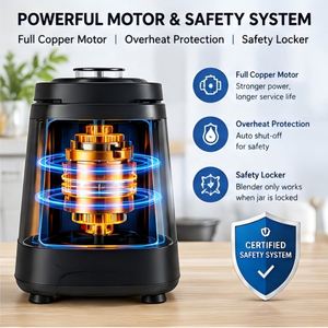 Nueva Licuadora de Mesa Eléctrica Automática de 350-1800W y 5 Velocidades, Vaso de Vidrio de 1.5L, Carcasa de Acero Inoxidable, para Preparar Smoothies - Product Image 4