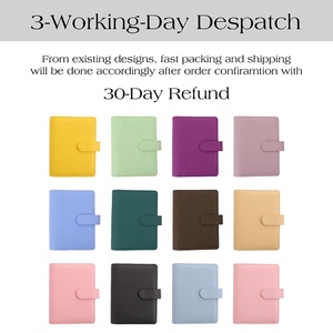 Hongbo Best Selling 12-Color 6 Ring Binder Soft Pebbled Leather Loose-Leaf Budget Planner Cash Envelopes Monthly <strong>Calendars</strong> - Product Image 3