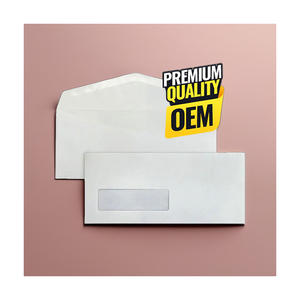 Sobres de sellado húmedo #10 confiables Papel tejido blanco con ventana para uso comercial e insertadores automáticos de oficina - Product Image 1