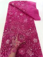 Tissu brodé de fleurs en relief 3D avec perles AO.YI. pour robes de mariée et robes de soirée - Robes de mariée et tenues de soirée