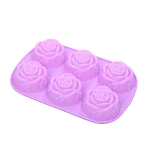 3D DIY food grade 6 cavities silicone rose cake mold silicone soap mould
