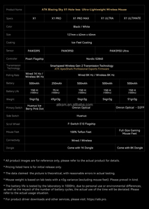 ATK Blazing X1 Pro Optical Switch <b>Wireless</b>&wired <b>Mouse</b> Gaming <b>Mice</b> <b>for</b> Esport Custom Gaming <b>Mouse</b> Wired <b>Wireless</b> BT <b>Mouse</b> Wirele - Product Image 2