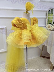 Vestito <span class=keywords><strong>da</strong></span> <span class=keywords><strong>Principessa</strong></span> per Bambine 3-8 Anni, Tutu Viola con Paillettes, Pizzo e Fiocco, per Feste di Compleanno - Product Image 6