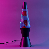 Lumière à gouttes de lave à mouvement personnalisée de luxe, DC 24W, design du milieu du siècle, faible consommation d'énergie, LED, bouteille en verre métallique noir, décoration intérieure