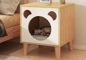 Table-cave intégrée pour chat, armoire multi-rangement pour chat pour salon et chambre, abri de repos sécurisé et fermé pour chats de compagnie - Product Image 2