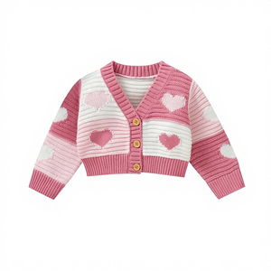 1 pièce, étiquette personnalisée, cœur aimant, tricot, printemps automne, vêtements pour bébé, nourrisson, manches longues, filles, tout-petit, pull en brocart - Product Image 1