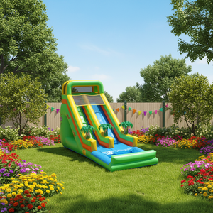 Structure gonflable commerciale avec toboggan aquatique, jeux de palmiers, château gonflable, toboggan pour enfants, utilisation extérieure, toboggan sec et aquatique - Product Image 4