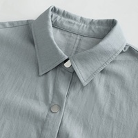 Robe en jean décontractée bleue à volants, personnalisée OEM, 2024, à manches courtes boutonnées, longue, pour femmes