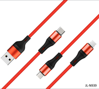 Câble de charge 3-en-1 en nylon tressé certifié RoHS CE FCC, charge rapide 3A, USB C Micro, conducteur en cuivre pur pour la vente en gros