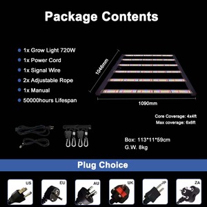 Đèn trồng cây LED toàn phổ SLTMAKS 720W cho cây trồng trong nhà, đèn có thể điều chỉnh độ sáng 720W cho giai đoạn sinh trưởng, ra hoa, thủy canh, nhà kính - Product Image 6