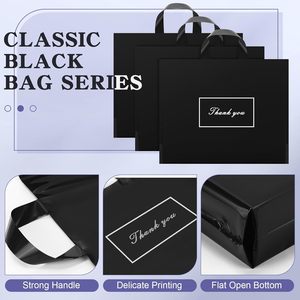 300 Pcs Black Plastic Shopping <b>Bags</b> With Handles 3 Sizes For <b>Small</b> Business Bulk Merchandise Thank You <b>Bags</b> - Product Image 3
