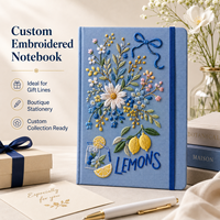 Nouveau design, broderie, format A5, couverture rigide, agenda étudiant, papeterie de bureau, carnet de notes à motifs floraux