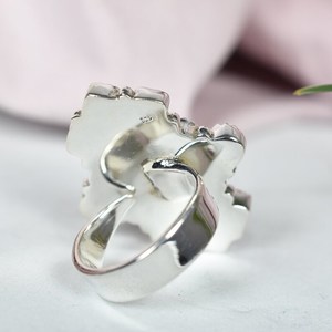 Handmade Sparkling Opal Black Onyx Sterling Silver <b>Adjustable</b> <b>Ring</b> Natural Gemstone Jewelry for Women Wholesale - Product Image 5