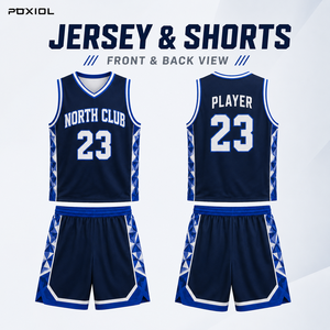 Tenues de basketball personnalisées Poxiol : Ensemble maillot et short sublimés avec logo, nom et numéro d'équipe pour les commandes en gros des équipes scolaires, des clubs et des équipes jeunes. - Product Image 2