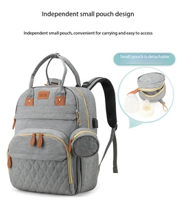 Sac à langer personnalisable avec logo, en tissu 600D hydrofuge, avec compartiment et lit bébé intégré, sac à dos pour mère et bébé, vente en gros directe usine - Product Image 6