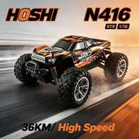 HOSHI N416 Coche RC de Alta Velocidad con Motor Cepillado, Escala 1:16, 4WD, Alcance de 80m, Control Remoto de 2.4G y 4 Canales, para Interiores y Exteriores, con Cargador