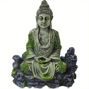 Estátua Serena de Buda para Aquários TGA33, Abrigo Durável de Resina para Peixes e Camarões, Perfeito para Todos os Tamanhos de Tanques, Decoração Paisagística - Product Image 1