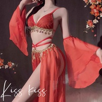 Ensemble de lingerie sexy grande taille Princesse exotique avec bretelles, style vintage rétro, ceinture ventrale, robe Hanfu en dentelle polyester pour femme, ODM