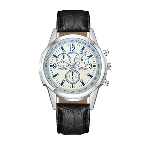 Spot vente chaude trois yeux ceinture en verre bleu-ray montre pour hommes montre cadeau montre à Quartz pour hommes vente en gros d'usine - Product Image 4