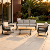 DWOO Fabrik Allwetter 4-in-1 Terrassen-Sitzgruppe Dreisitzer Geflochtenes Sofa Outdoor Balkon Lounge-Set