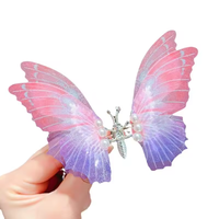 Nouvelle pince à cheveux papillon faite à la main, dégradé de couleurs, traitement à domicile, épingle à cheveux en métal, style conte de fées, enfants, fabrication Henan, soie