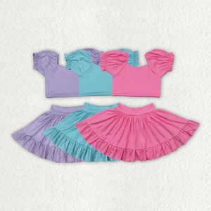 Ropa infantil de boutique, conjunto deportivo rosa para niñas, falda de yoga para verano. - Product Image 1