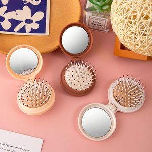 Portable Compact Girls Airbag Massage Comb Mini <b>Mirror</b> Folding Design Personalized Makeup Use Pocket <b>Mirror</b> Custom Logo - Product Image 2