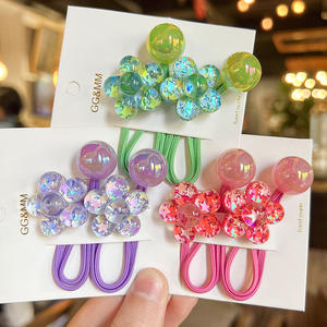 Nuevo Diseño, 2 Piezas/Juego, Lazos para el Cabello de Niña a la Moda, Coloridos Lazos de Gelatina con Forma de Flor de Cinco Pétalos, Lazos Brillantes para Niña, Tela Dulce y Elegante - Product Image 2