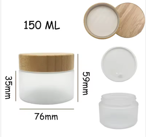 Pot de gommage au sel écologique avec couvercle en bambou, récipient en plastique PET givré/transparent, 50 ml/150 ml/250 ml, emballage cosmétique rond - Product Image 4