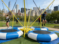Nouvel équipement de jeu souple personnalisable pour entrepôt en Chine : Trampoline Bungee gonflable pour 4 personnes, un défi stimulant pour les centres commerciaux