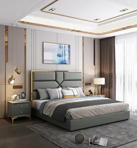 저렴한 침대 룸 세트 편안한 침대 프레임 킹 사이즈 홈 가구 최신 더블 침대 디자인 현대