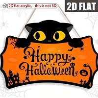 Plaque murale rectangulaire en bois artisanale du Vietnam, motif Halloween, gravée, pour décoration intérieure, décoration suspendue pour Halloween