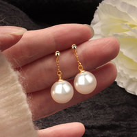 Boucles d'oreilles pendantes élégantes en argent sterling S925 avec perles d'eau douce, style vintage français, luxe léger, pour femme, plaqué platine