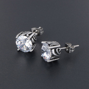 <b>Stud</b> Earrings <b>Silver</b> Tone Oval Crystal Claw Setting Everyday Wear CF019 - Product Image 3