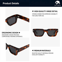 Lunettes de soleil de luxe pour hommes, polarisées, rectangulaires, monture en acétate faite à la main, verres carrés, protection UV400