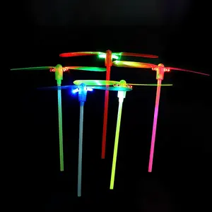 2023 Promotion Kids Stress Relief Adult Flying toys Fidget Portable Colorful Plastic Led Light Up Mini Toy Bamboo Dragonfly