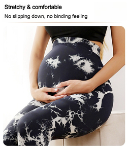 Leggings <span class=keywords><strong>de</strong></span> maternité tie-dye personnalisés avec logo, taille haute, soutien du ventre, effet push-up, extensibles et sans coutures, pour femmes enceintes, pour l'entraînement. - Product Image 3