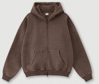 Ensemble Automne en tricot lourd délavé uni, comprenant un cardigan à capuche zippé, un sweat-shirt, un jean et un t-shirt
