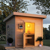 Cabine de sauna carrée autoportante pour jardin, sauna extérieur en bois résistant aux intempéries