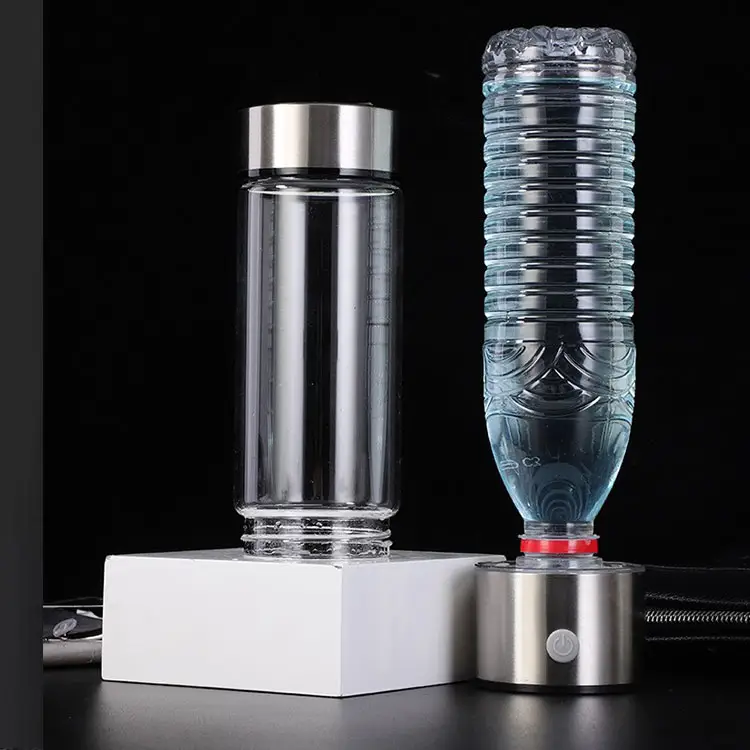 2022 Manufacturer Luxury Usb Alkaline Ionized Portable Glass Hydrogen Rich Generator Water Bottle