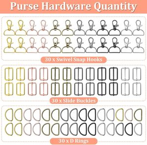 Paxcoo Keychain Bulk With <b>Key</b> Chain Swivel Hook D Rings And Slide Buckles For Handbag <b>Purse</b> Hardware Craft Inch - Product Image 2