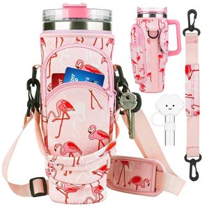 Bolsa Portabotellas de Agua Personalizada con Bolsillo para Teléfono, Portabotellas de Neopreno con Correa para Vaso Stanley de 40 OZ - Product Image 1