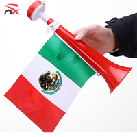 Trompette de supporter personnalisée 2026 avec logo et drapeau national, en plastique, design Mexique Brésil, pour fêtes et activités sportives