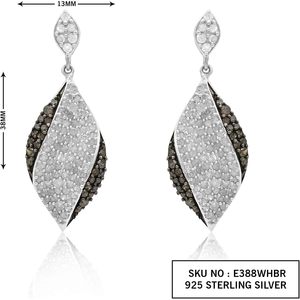 Pendientes colgantes Ornaatis con forma de lágrima de diamante, 2,37 quilates, corte redondo, color champán blanco, en plata de ley 925 para mujer - Product Image 4