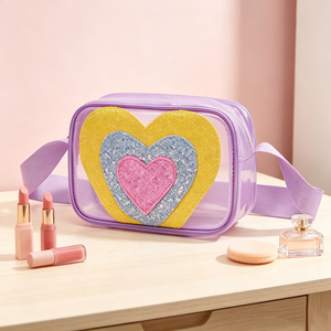 Borsa a Tracolla Estetica Y2K per Bambine, Borsetta Trasparente in PVC TPU con Glitter e Cuori per Bambine, Borsa da Principessa - Product Image 6