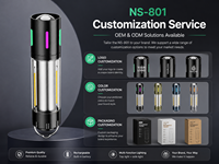 Lampe tactique LED rechargeable Type-C NS-801/802, ABS, étanche IP55, zoom laser, batterie 18650, portée du faisceau 300-400 m, utilisation en camping