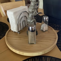 Lazy Susan Organizer 13,2 Zoll Bambus-Drehplatte für Küchentisch und Schränke, Holz-Drehteller für Küchenarbeitsplatten-Organizer