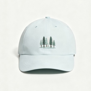 Custom 6 <b>Panel</b> <b>Light</b> Blue Baseball Cap Pine Tree Embroidery Adjustable Dad Hat Breathable Sun Protection Outdoor Sports Cap - Product Image 1