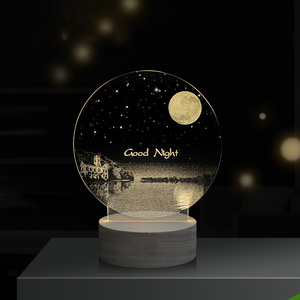 3D sáng tạo trống bảng <span class=keywords><strong>Acrylic</strong></span> ánh sáng ban đêm cho Quà Tặng tự làm OEM tùy chỉnh tác phẩm nghệ thuật cơ sở gỗ USB nút 3D ánh sáng ban đêm - Product Image 3