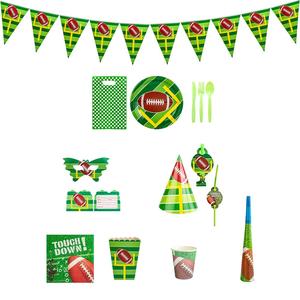 Vaisselle jetable sur le thème du rugby et du football, assiettes en forme de but de football, pour l'<span class=keywords><strong>anniversaire</strong></span> des garçons, les fêtes et les événements. - Product Image 6